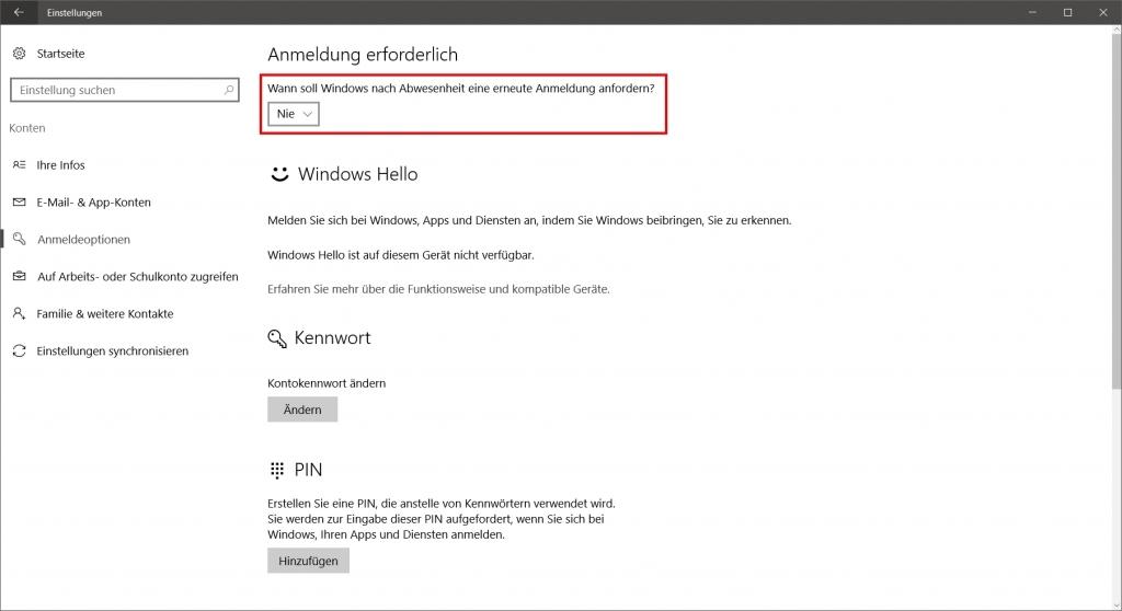 Windows 10: Start without login