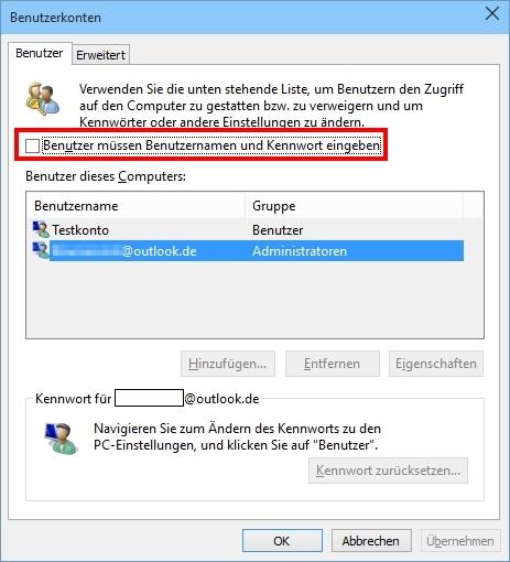 Windows 10: Start without login